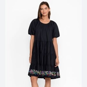 Johnny Was Jade AMANZA EYELET MINI DRESS Black Size Large L